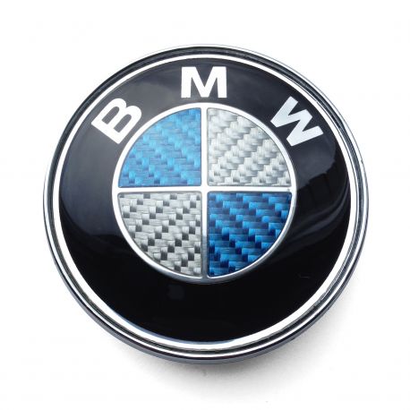 4 Stück BMW nabendeckel 68mm / 64mm felgendeckel nabenkappen 36131095361 Weiss/Blau CARBON