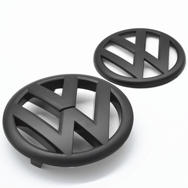 Volkswagen front grill & trunk emblems 135mm / 110mm for Golf 6 VW black  matte - TuningLinieTM