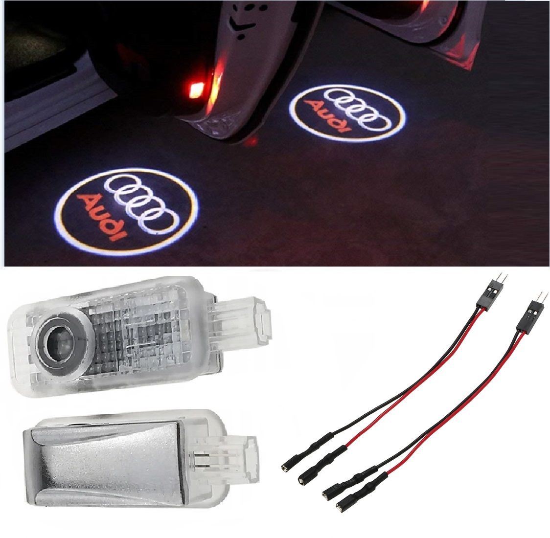 2 LIGHTING DOOR Lights Eclairage LED Logo For Audi A1 A3 A4 A6 A7