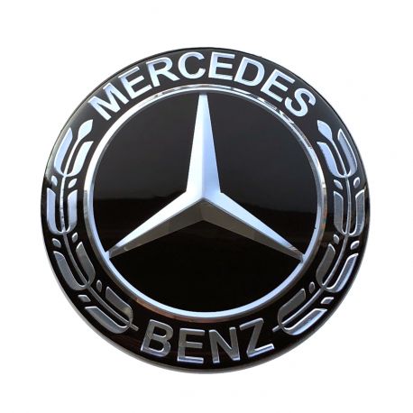 Satz von 4 x 65mm METAL embleme MERCEDES BENZ, rad mitte aufkleber Radkappen logo SCHWARZ LORBEER