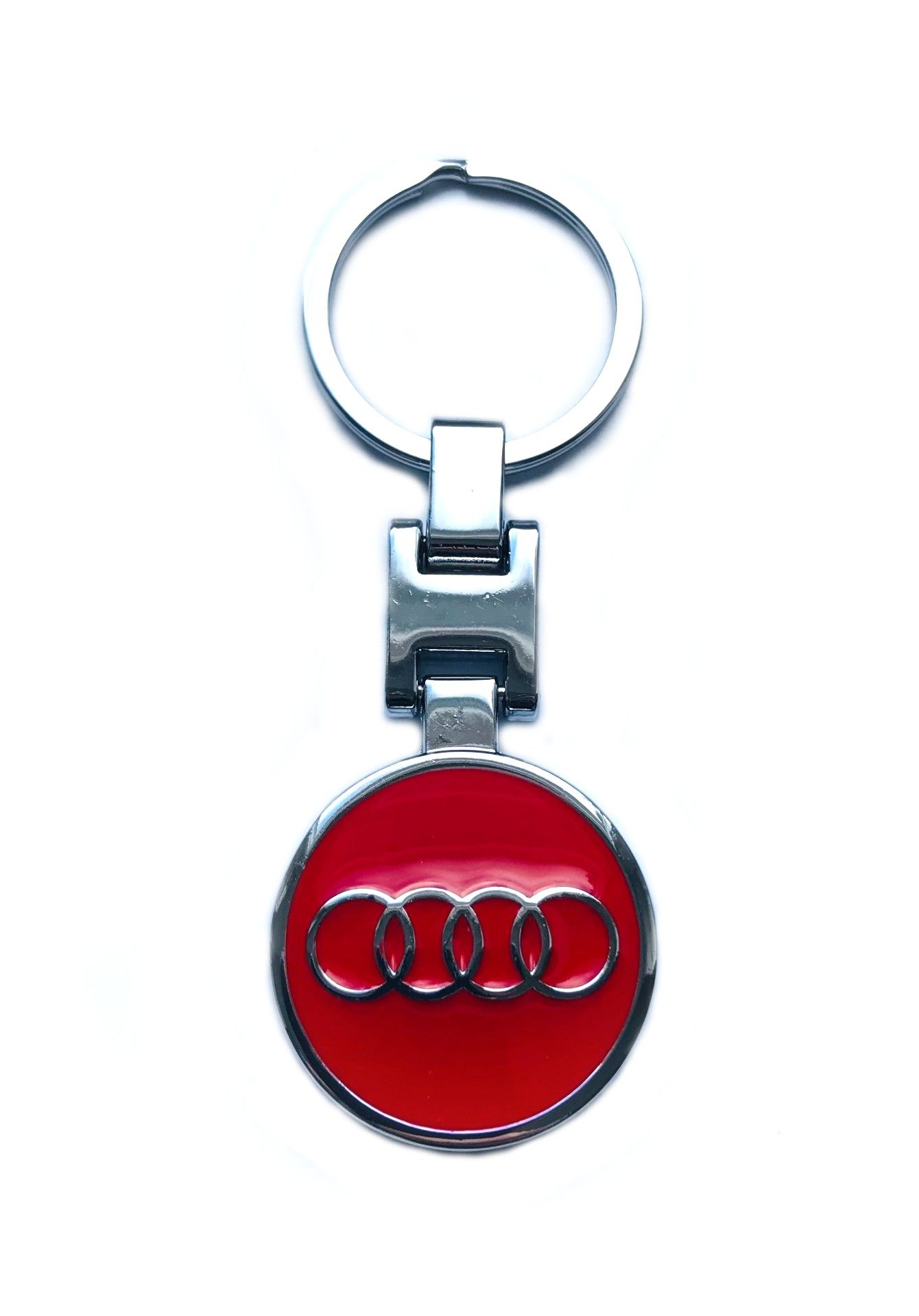 Audi Schlüsselanhänger Logo Rot Metall