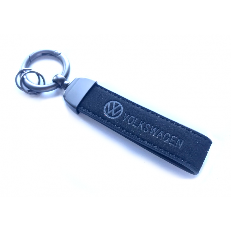 Volkswagen Logo Schlüsselanhänger VW Schwarz Leder