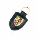 Porsche Logo KeyChain Keyring Fob Metal - Black Leather WAP0500900E