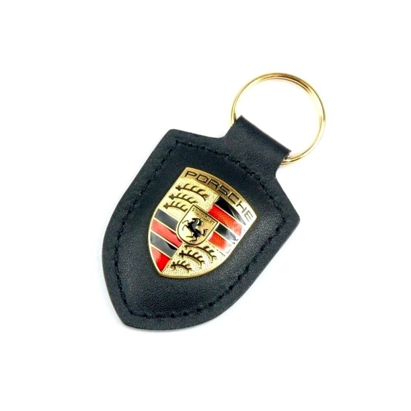 Porsche Logo Schlüsselanhänger Metall - Schwarz Leder WAP0500900E
