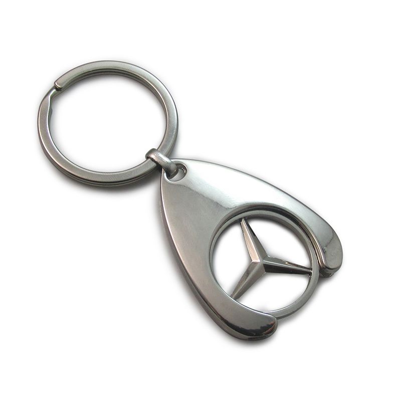 Mercedes Benz Metall Logo Schlüsselanhänger Silber Wagenmünze