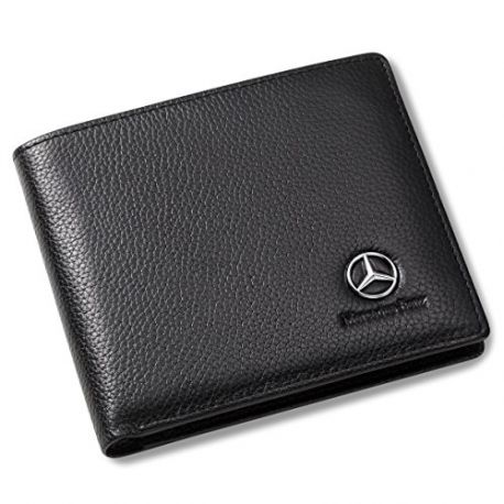 Mercedes Benz Leder Geldbörse Portemonnaie Bifold Geldbeutel Schwarz
