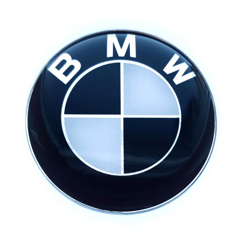 64mm BMW SILIKON embleme rad aufkleber Radkappen logo SCHWARZ - WEISS