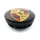 4 Stück 56mm / 51mm PORSCHE nabendeckel felgendeckel nabenkappen radkappen SCHWARZ GOLDEN