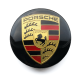4 Stück 57mm / 53mm PORSCHE nabendeckel felgendeckel nabenkappen radkappen SCHWARZ GOLDEN