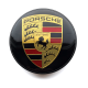 4 Stück 58mm / 55mm PORSCHE nabendeckel felgendeckel nabenkappen radkappen SCHWARZ GOLDEN