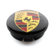 4 Stück 58mm / 55mm PORSCHE nabendeckel felgendeckel nabenkappen radkappen SCHWARZ GOLDEN