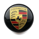 4 Stück 60mm / 51mm PORSCHE nabendeckel felgendeckel nabenkappen radkappen SCHWARZ GOLDEN