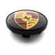 4 Stück 60mm / 51mm PORSCHE nabendeckel felgendeckel nabenkappen radkappen SCHWARZ GOLDEN