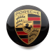 4 Stück 60mm / 55mm PORSCHE nabendeckel felgendeckel nabenkappen radkappen SCHWARZ GOLDEN