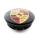 4 Stück 60mm / 55mm PORSCHE nabendeckel felgendeckel nabenkappen radkappen SCHWARZ GOLDEN