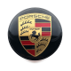 4 Stück 62mm / 58mm PORSCHE nabendeckel felgendeckel nabenkappen radkappen SCHWARZ GOLDEN