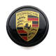 4 Stück 65mm / 48mm PORSCHE nabendeckel felgendeckel nabenkappen radkappen SCHWARZ GOLDEN