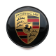 4 Stück 65mm / 56mm PORSCHE nabendeckel felgendeckel nabenkappen radkappen SCHWARZ GOLDEN