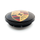 4 Stück 65mm / 56mm PORSCHE nabendeckel felgendeckel nabenkappen radkappen SCHWARZ GOLDEN