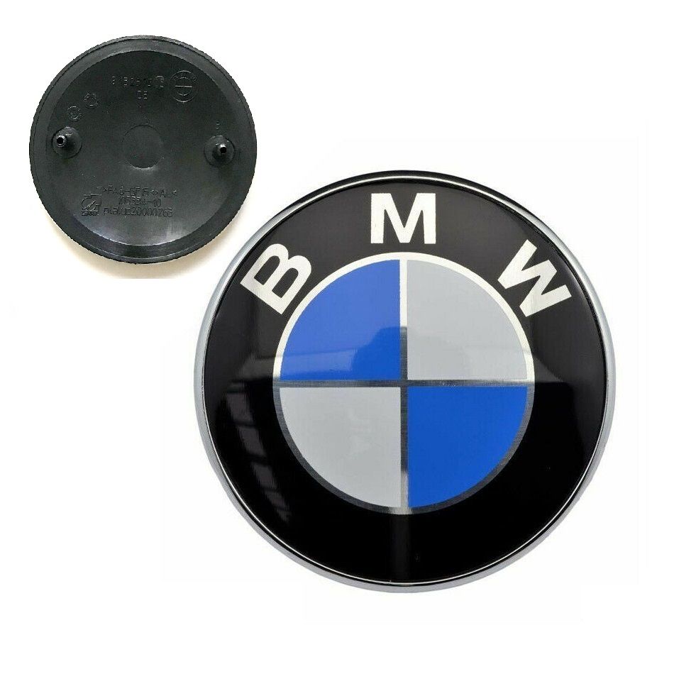 Front hood emblem flat design with BMW logo diameter 82mm - original BMW  part 51148132375 51145480181 - BA14891 